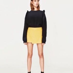 Zara yellow leather mini skirt